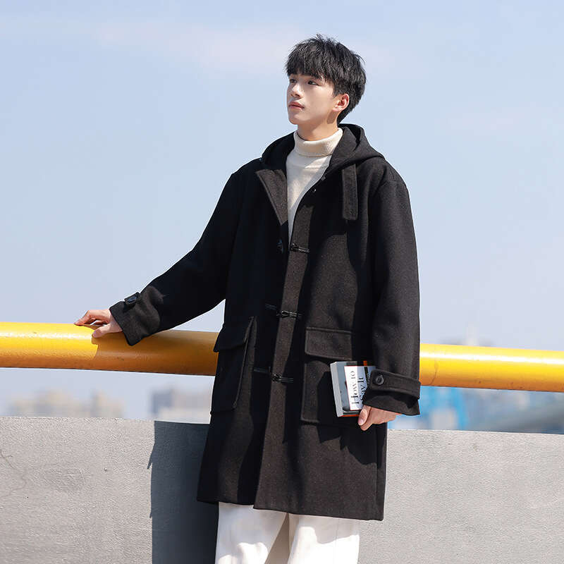 2025 Autumn And Winter Trend Versatile Casual Cool Loose Windbreaker Medium Long Woolen Coat For Men