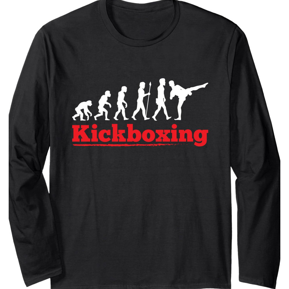Long Sleeve Shirts for Men sweatshirt Kickboxing Evolution Boxing Workout Sport Funny Gift Long Sleeve T-Shirt T shirt Tee Streetwear Casual tops clot