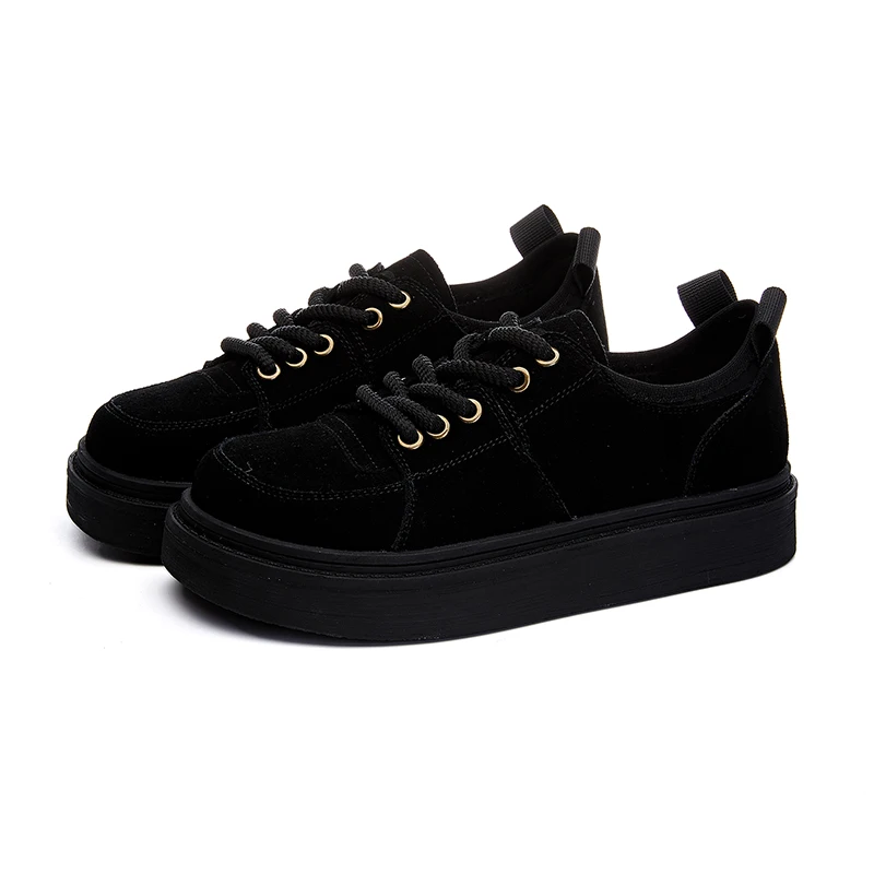 AIYUQI 2024 New Women's Sneakers Shoes Flat-soled Work Shoes Women Lace-up Retro Thick-soled Student Shoes for Female