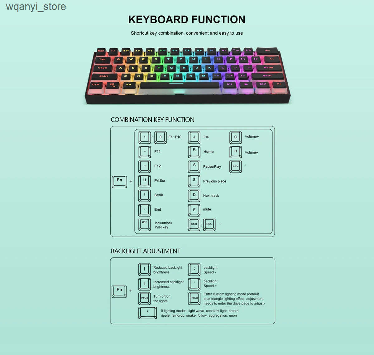 Keyboards GamaKay MK61 60% wired RGB mechanical keyboard Gateron optical switch Pudding keyboard 61 key thermal switch gaming keyboard L240910