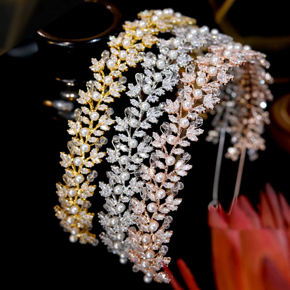 2024 Crystal Pearl Hair Accessories Fashionable Bridal Headwear Wedding Hair Accessories CZ Headwear 241115