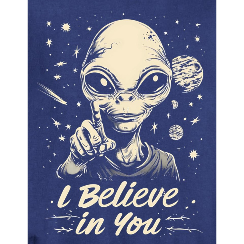 Long Sleeve Shirts for Men sweatshirt Alien Believe Space Galaxy Planets UFO Funny Gifts Graphic Sweatshirt T shirt Tee Streetwear Casual tops clothes