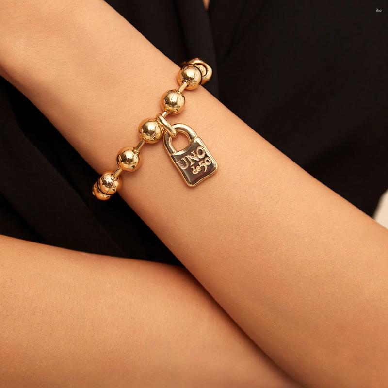 Ladies Charm Bracelets GoldPlated Vintage Charm Bracelet with Beaded Chain and Padlock Spanish Inspired Party Jewelry Z250910