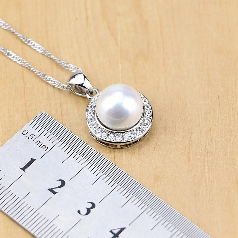Pearl with Pearl 925 sterling silver jewelry set suitable for women pendant earrings rings necklace set free gift box direct 241115