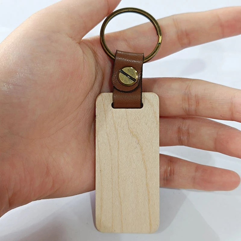5 cherry wood keychains sturdy and durable. DIY lightweight backpack pendant with PU keychain 241115