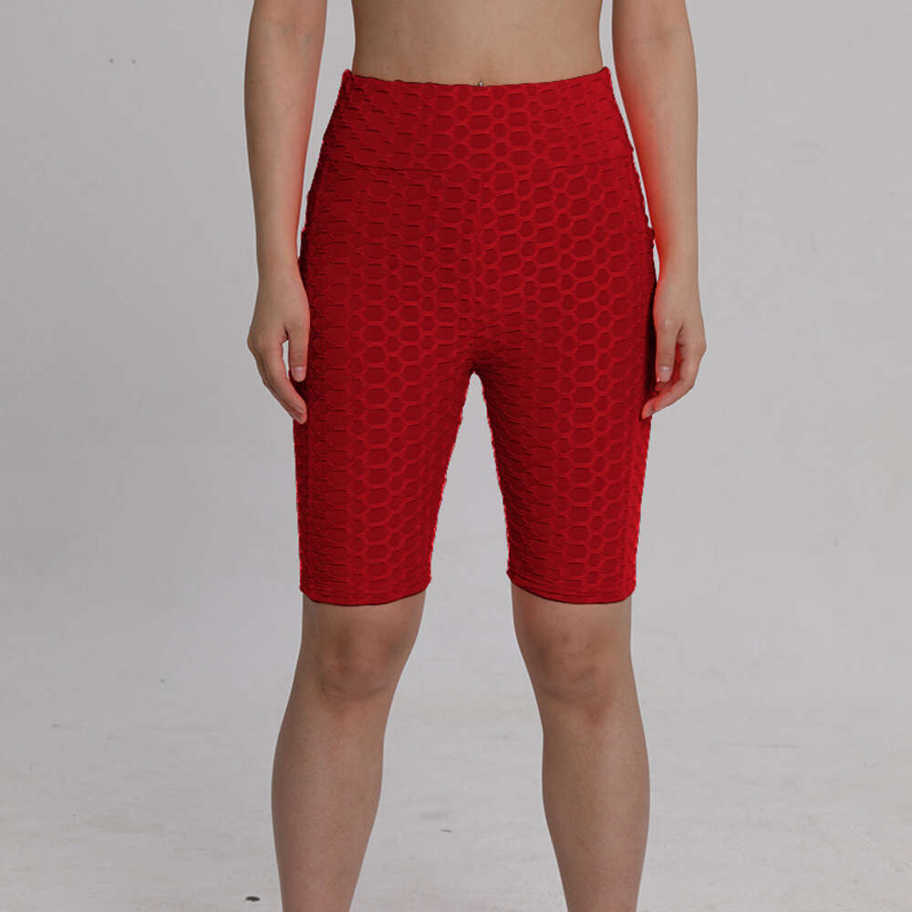 Sexy Jacquard Pocket Capris Yoga Fiess Peach Hip Up Bubble Sports Leggings for Women F41515