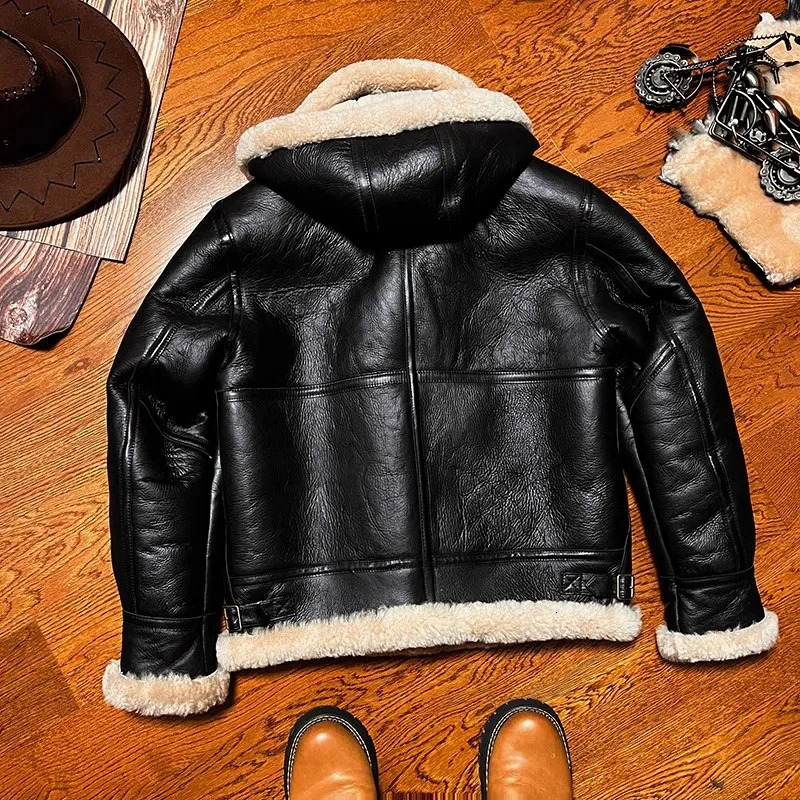 CC store is the . Mens high-quality 100% genuine leather jacket. Classic B3 winter warm thick leather coat. Natural sheepskin coat with wool. thick 24