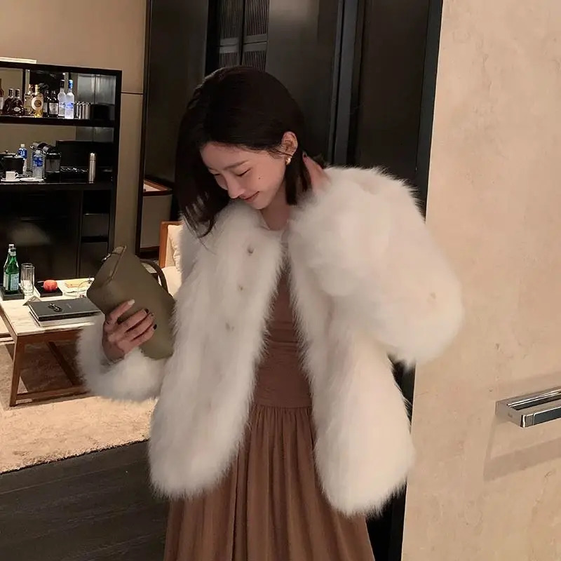 Womens Autumn Winter Environmentally Friendly Young Style Faux Coat Women Fashion Minimalist Casual Long Sleeves Jackets 241115