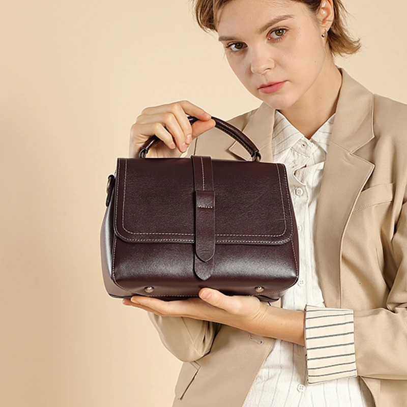 Toptrends Natural Genuine Leather Small Tote Handbags For Women y ner Short Handle Ladies Shoulder Crossbody Bags 241111