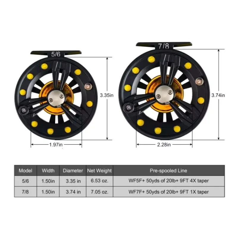 Got Fly Fishing Reel 5/6 7/8wt Trout Fly Reel Large Rod Die Casting Fishing Reel Aluminum Alloy Preloading with Wire Combination 241114