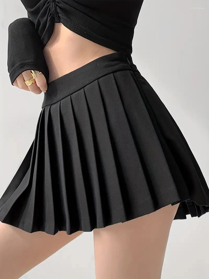 Skirts 2024 Summer Solid Pleated Mini Skirt Y2K Cute For Spring Womens Clothing