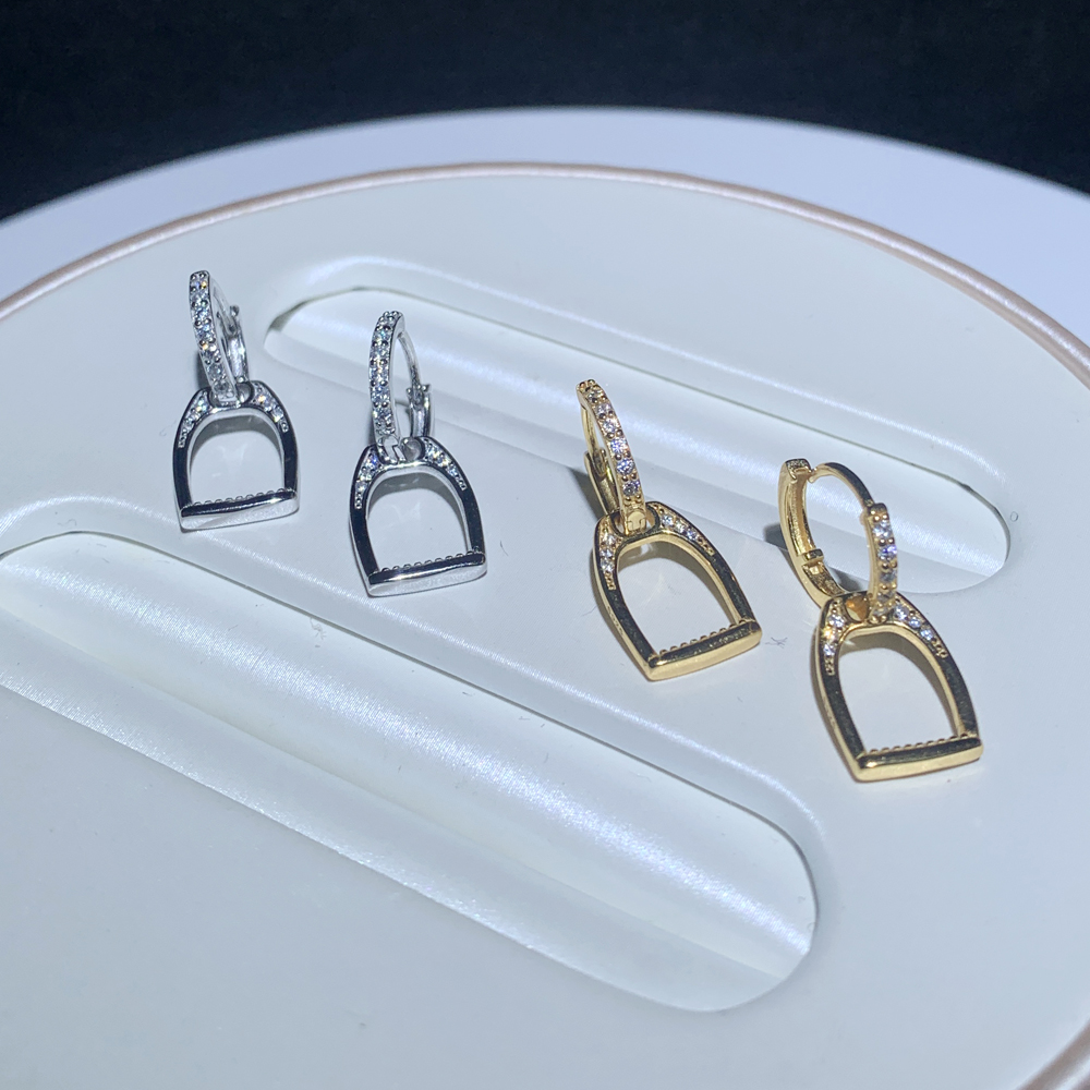 Micro Pave Bg Cz Sterg Sier U Shape Stud Earrings Minimalist Simple Horse Shoe Earing for Women Men Punk Jewelry