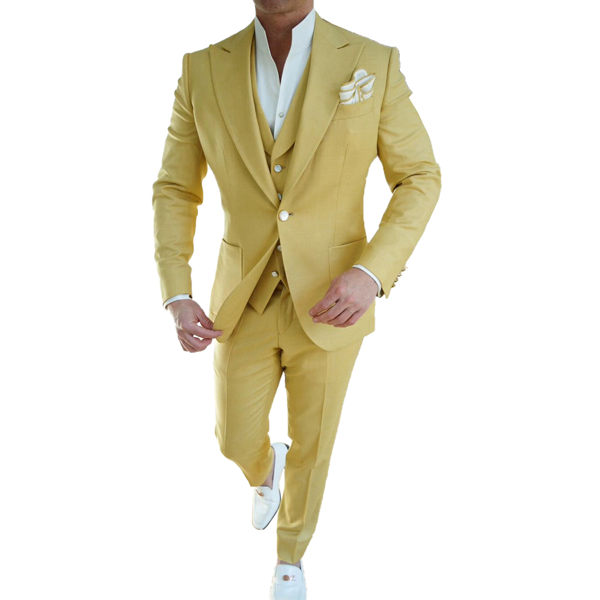 Modern Men's Tuxedos Notched Lapel Single Breasted Groom Wedding Prom Party Blazer Plus Size Suits 3 Pieces Set (Pants+Vest+Coat)