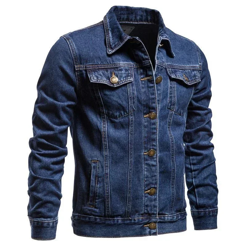 Jeans Coat for Men Button Blue Slim Fit Denim Jackets Man Trendy Price Stylish in Lowest One Piece Winter Outerwear G 241115