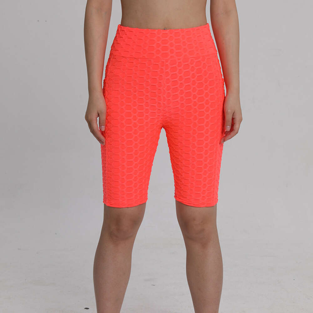 Sexy Jacquard Pocket Capris Yoga Fiess Peach Hip Up Bubble Sports Leggings for Women F41515