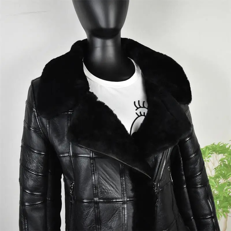 Real Sheep Skin Fur Splicing Autumn Winter Tops Warm Leather Coat Women Vest Fashion Motorcycle Clothing Sheepskin Crop top 241115