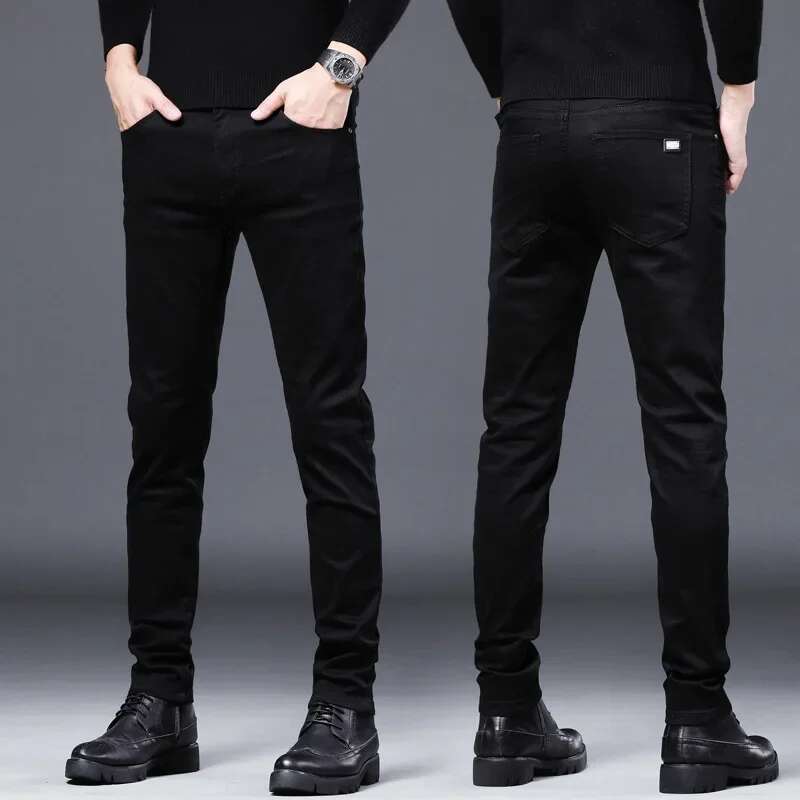 2025 Summer And Autumn Casual Mens Cotton Jeans Fashion Slim Male Black Pants
