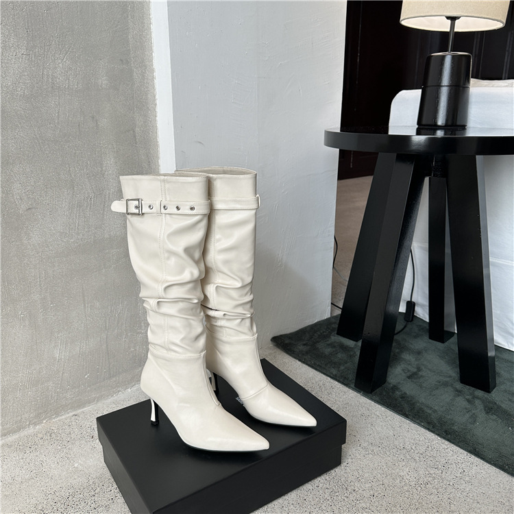 Women's Versatile Autumn/Winter Pointed Thin Heel High-heeled Boots.