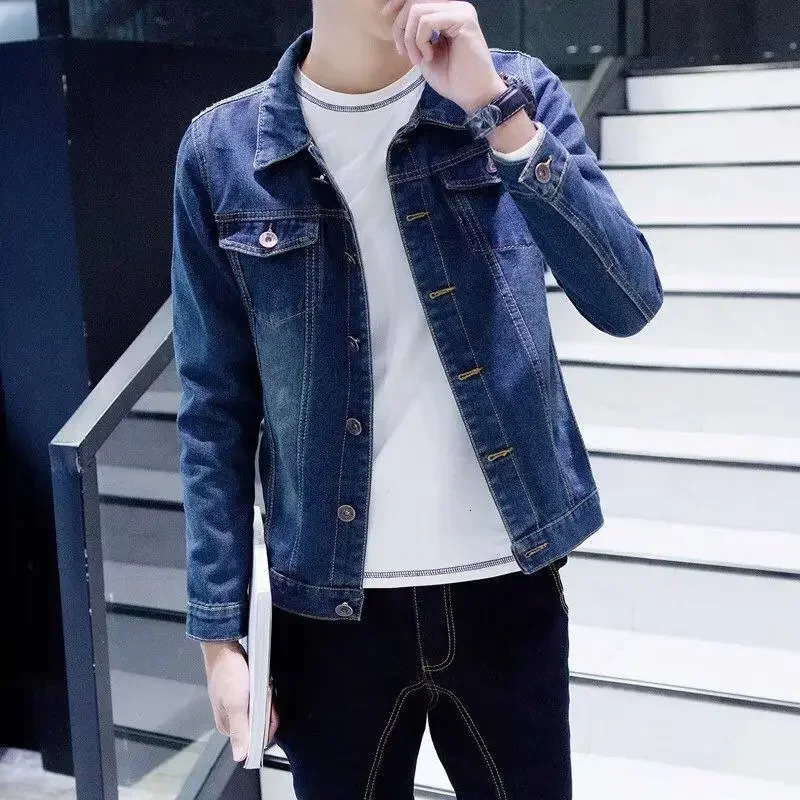 Mens denim jacket in red Korean mens Jean Coats Slim Fit low-cost and fast delivery large-sized Lxury low-priced mens clothing 241115