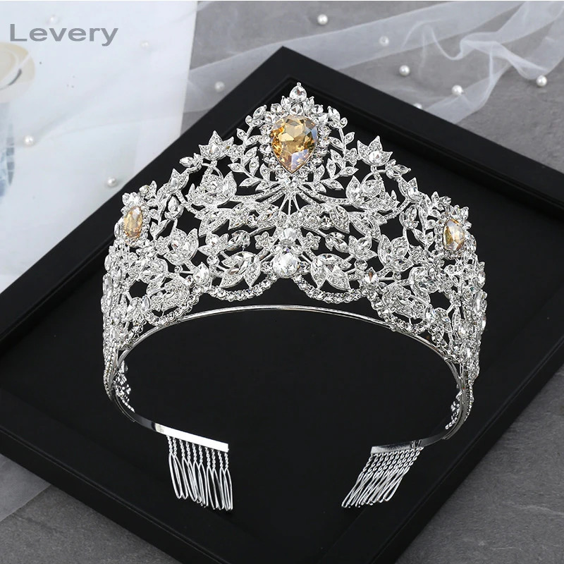 Levery Miss Universe Power of Unity Crown Clone Rhine Stone Ornament Large Crown Adjustable Bridal Wedding Party Big Crow 241114