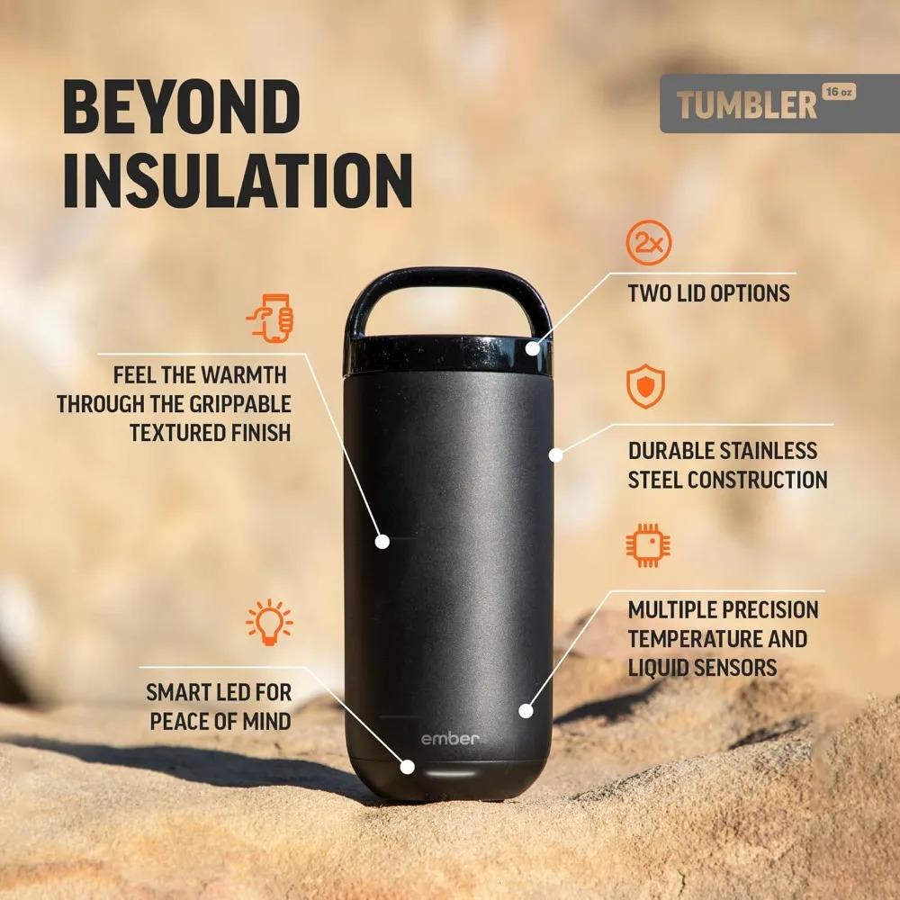 Ember Tumbler Temperature Control Travel Mug Stainless Steel AppControlled Heated Coffee with 3Hour Battery Life Black 241115