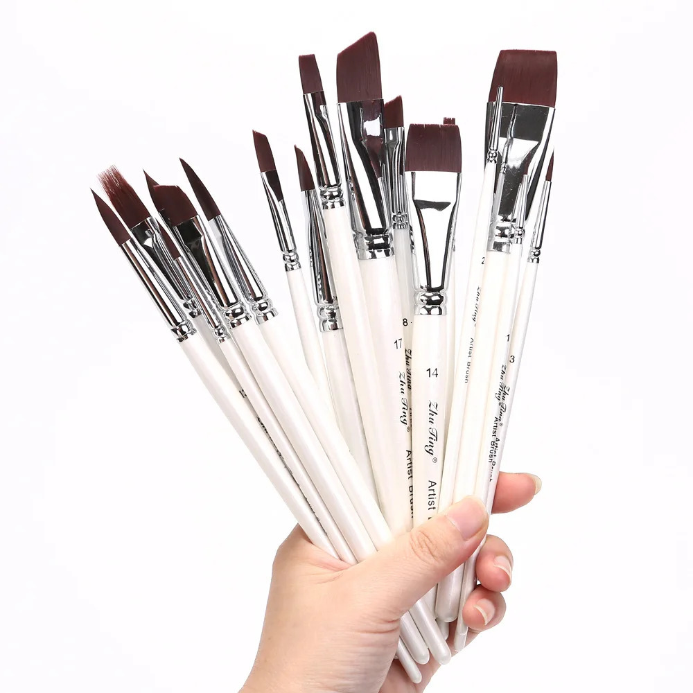 17 professional facial and body painting brushes high-quality white artist watercolor makeup brush set childrens body art 241114