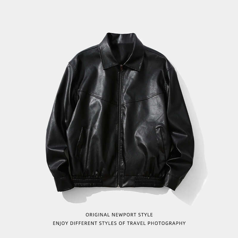 American Black Leather For Both Men And Women, Autumn New Product, Trendy Brand, Couple, High Street, Two-Fold Jacket