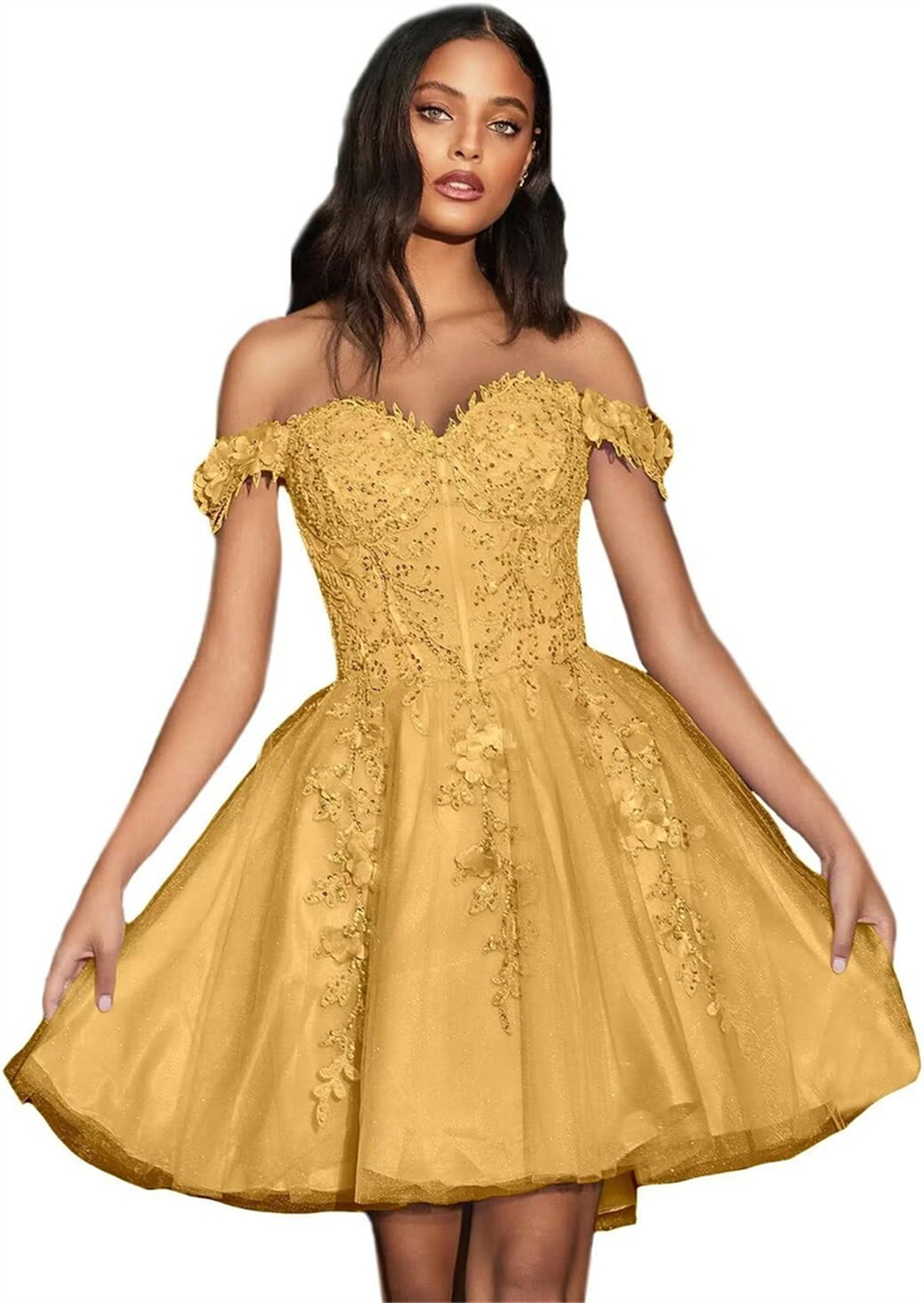 Short Homecoming Dresses Off-Shoulder Appliques Lace-up Sweetheart Tulle Ball Gown Plus Size Cocktail Formal Occasion Cocktail Prom Party Graudation G