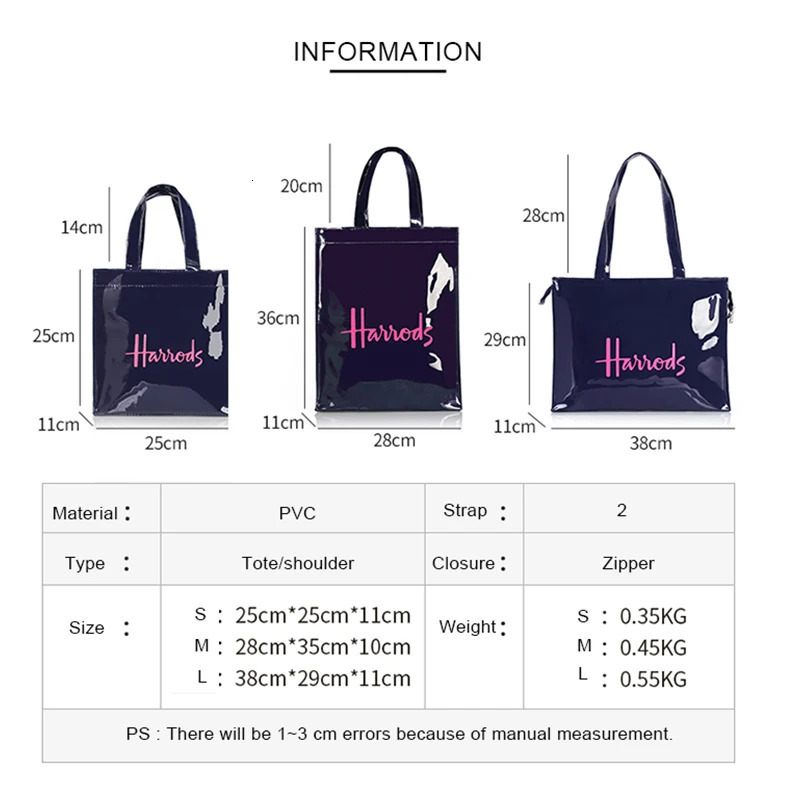 Simple Stylish PVC Reusable Shopping Purses Eco Friendly Tote Shopper Bag Large Waterproof Summer Beach Handbag 241115