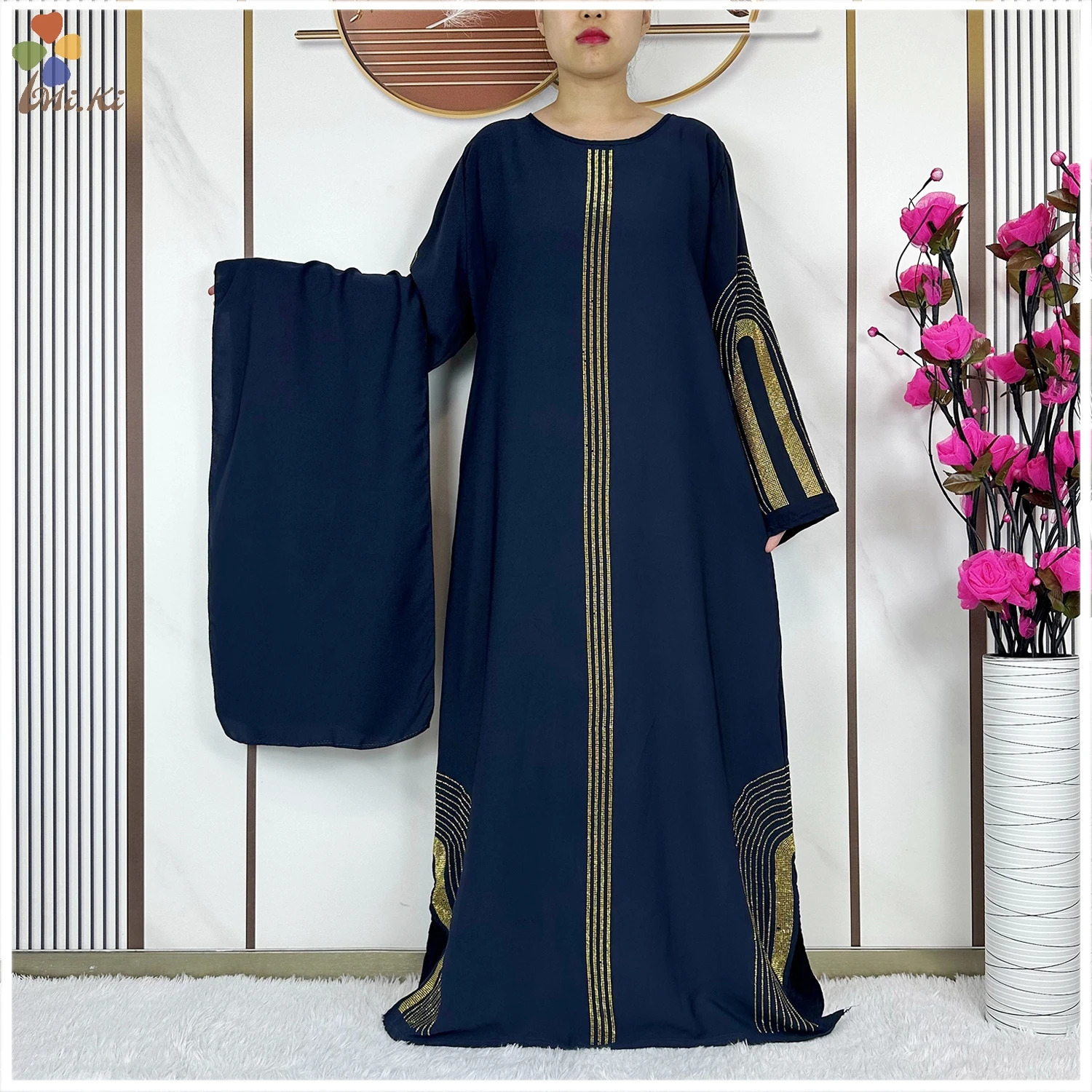 Latest African Fashion Abaya Gold Dia Weight Loss Dress Kaftan Robe Muslim Womens Long Sleeve Clothing 241111