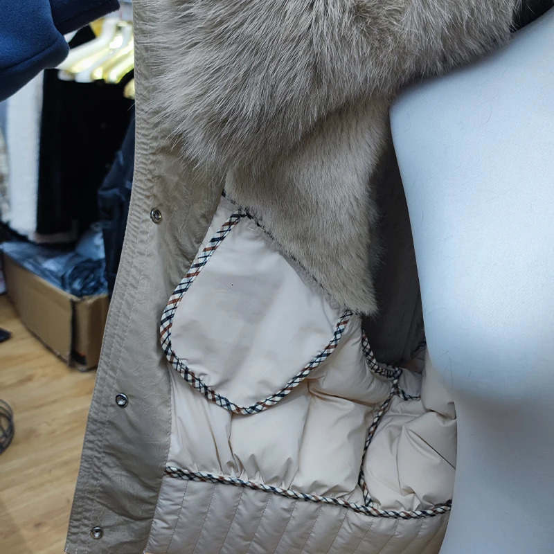 Womens Winter Down Jacket 2024 Short In Coats Jackets Natural Fur Collar Genuine Rabbit Hair Lining Outerwear 241115