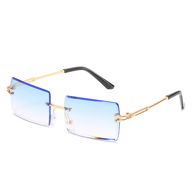 Men's and women's stylish rimless glasses rectangular lightweight glasses full-rimmed glasses for travelling and taking photos
