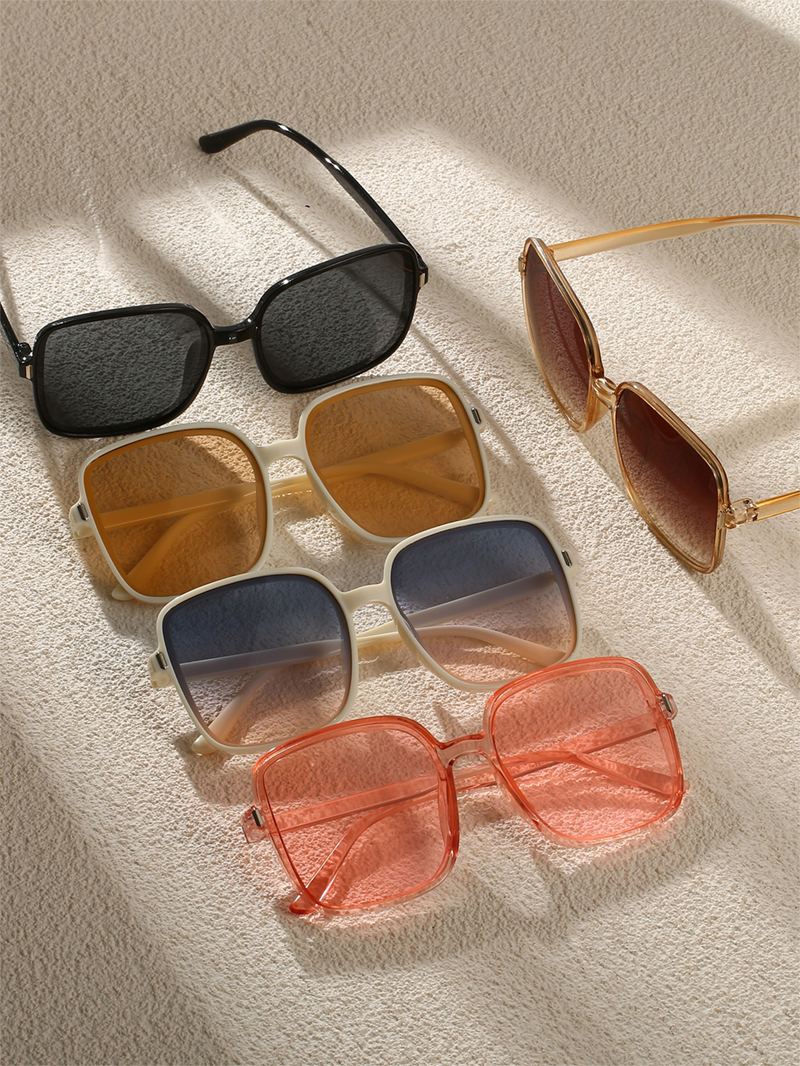 Women's Fashionable Large Frame Square Plastic Full Rim Sunglasses Full Glasses for Travelling and Taking Photos Designer Sunglasses Polarized uv