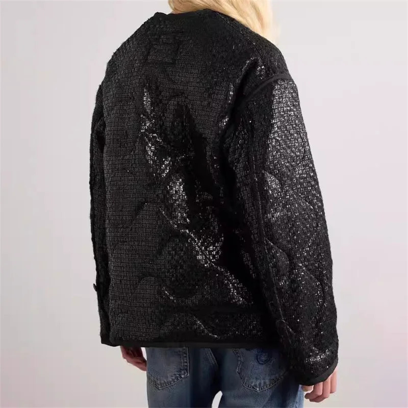 winter coats woman in outerwears Technology reflective material quilted Womens jacket cottonpadded thick coat 241115