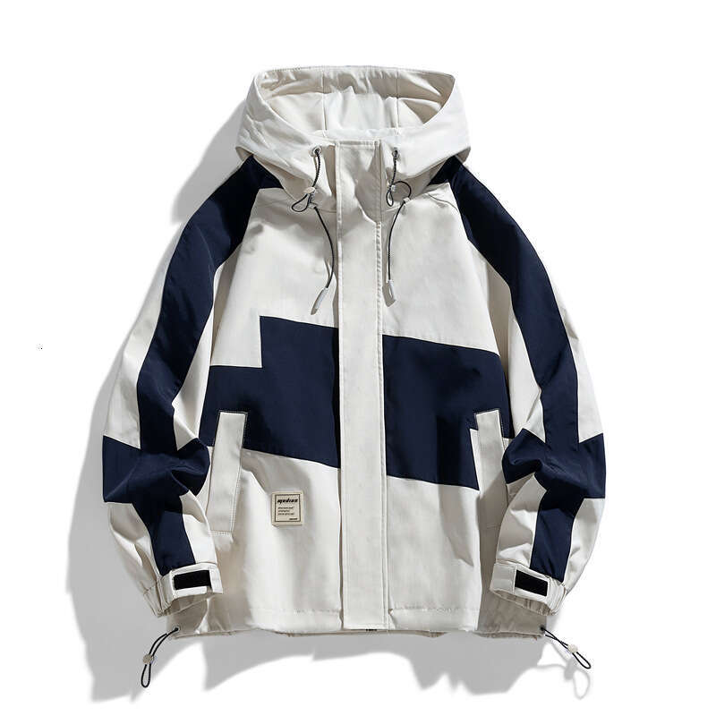NASA Color Blocked Patchwork Jacket For Men's Clothing, Spring And Autumn Hooded Jacket, Trendy Brand Loose Workwear Top