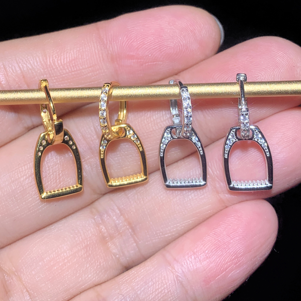 Micro Pave Bg Cz Sterg Sier U Shape Stud Earrings Minimalist Simple Horse Shoe Earing for Women Men Punk Jewelry