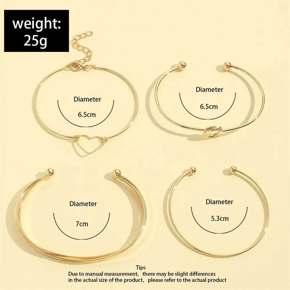 4Pcs/Set Tren Geometry Charm Open Bracelets for Women Fashion Alloy Heart Knot Cuff Bangle Bracelet Jewelry GiftsXJ250117
