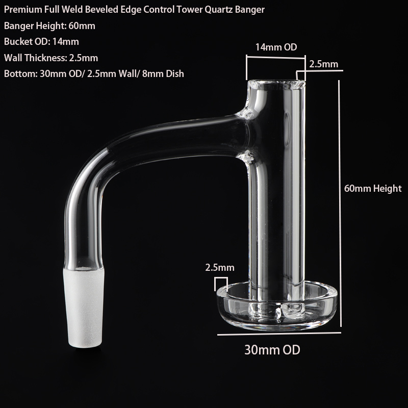 Full Weld Beveled Edge 14mm OD Control Tower Quartz Banger 2.5mm Wall 10mm 14mm 45 90