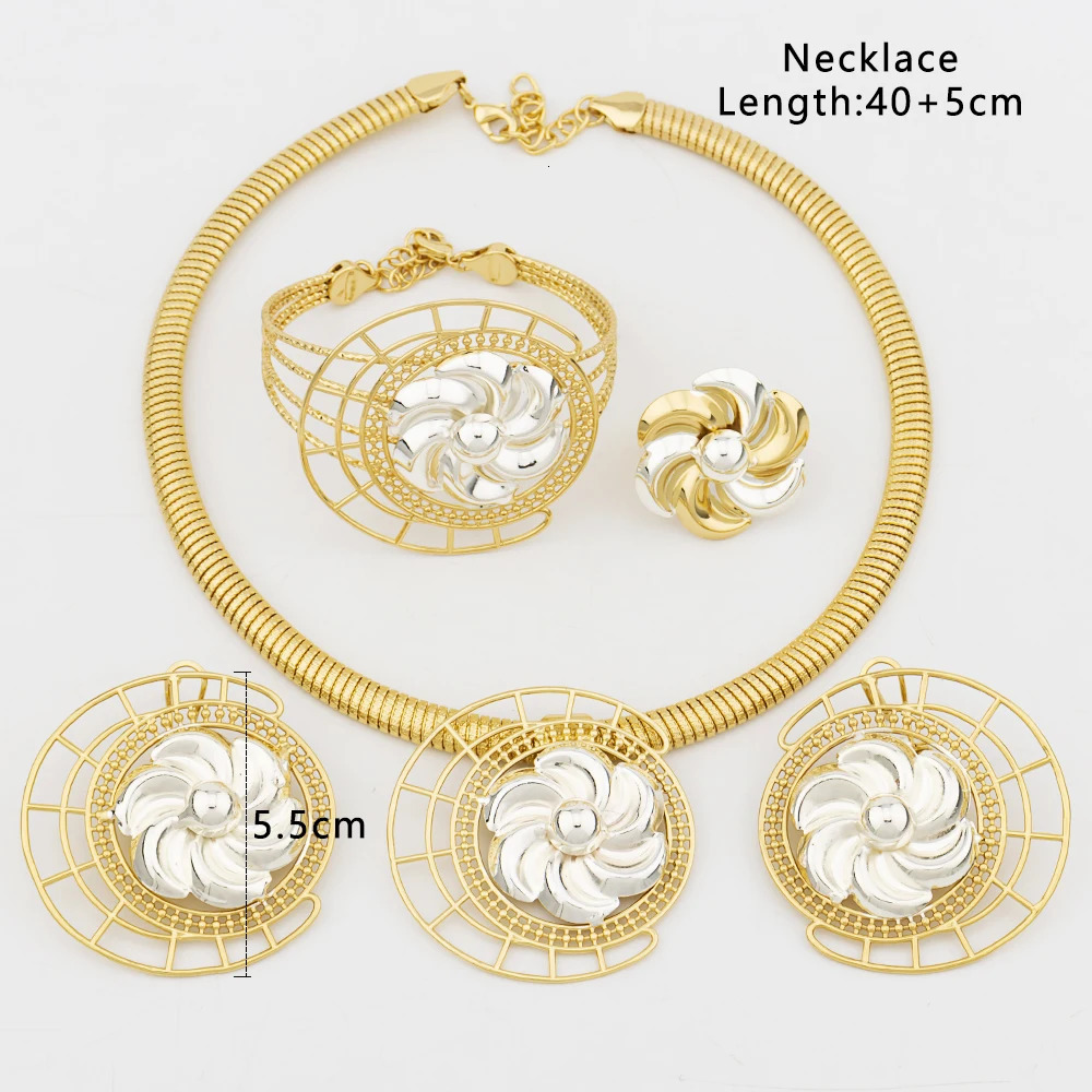 18k gold-plated jewelry set Brazilian womens necklace earring set Italian high-end wedding Dubai party jewelry 241115