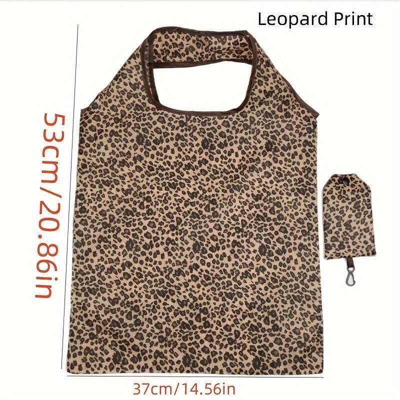 Chic Leopard Print Large Capacity Tote - Leakproof, Foldable Shoulder Shopping Bag for Women