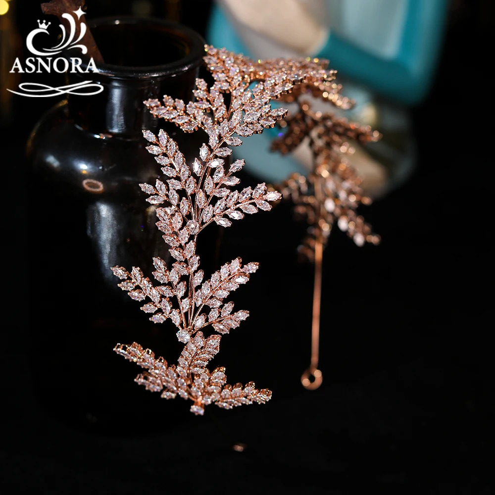 Fashion Bride Headband Crystal Leaf Hair Band ASNORA Bridal Crown Tiaras Wedding Accessories Wedding Accessories A01006 241115