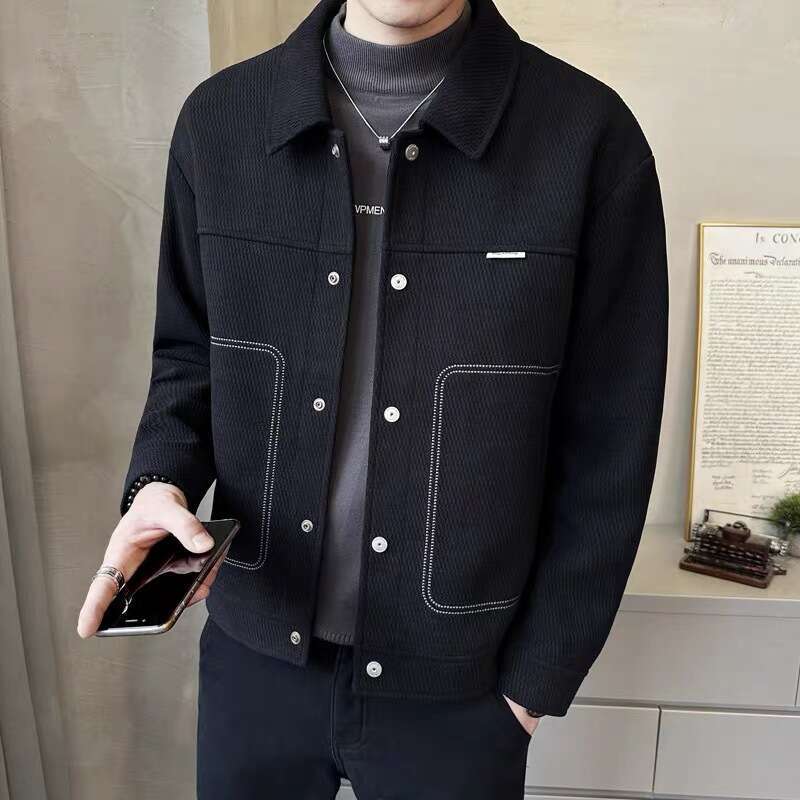 Men's Casual Autumn Winter New Cool And Trendy Brand Jacket Men's Short Style Lapel Slim Fit Versatile Top