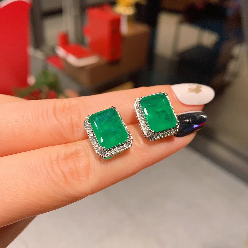 Charm Jade Gemstone Laboratory Diamond Pendant Necklace Earrings Wedding Party Exquisite Jewelry Set Women Retro Accessories Gift 241115