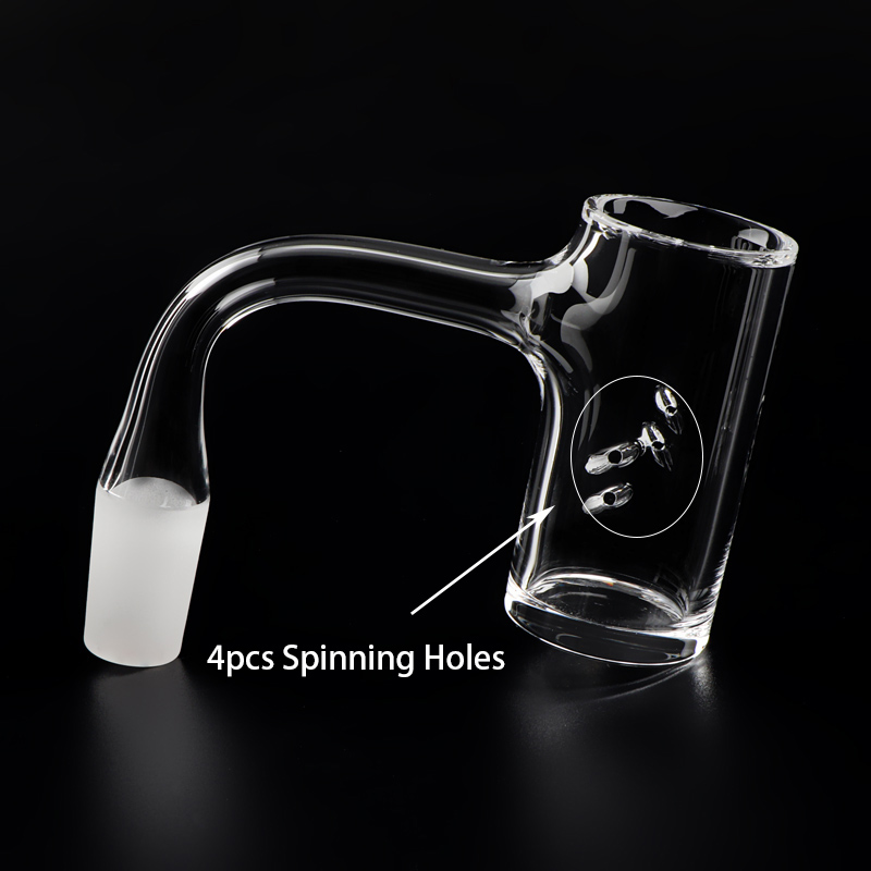 Beracky Full weld Beveled Edge Quartz nail with 4 Piece Swivel Holes Clear Bottom Seamless Autospinner Quartz Banger Nails with10/14mm Male