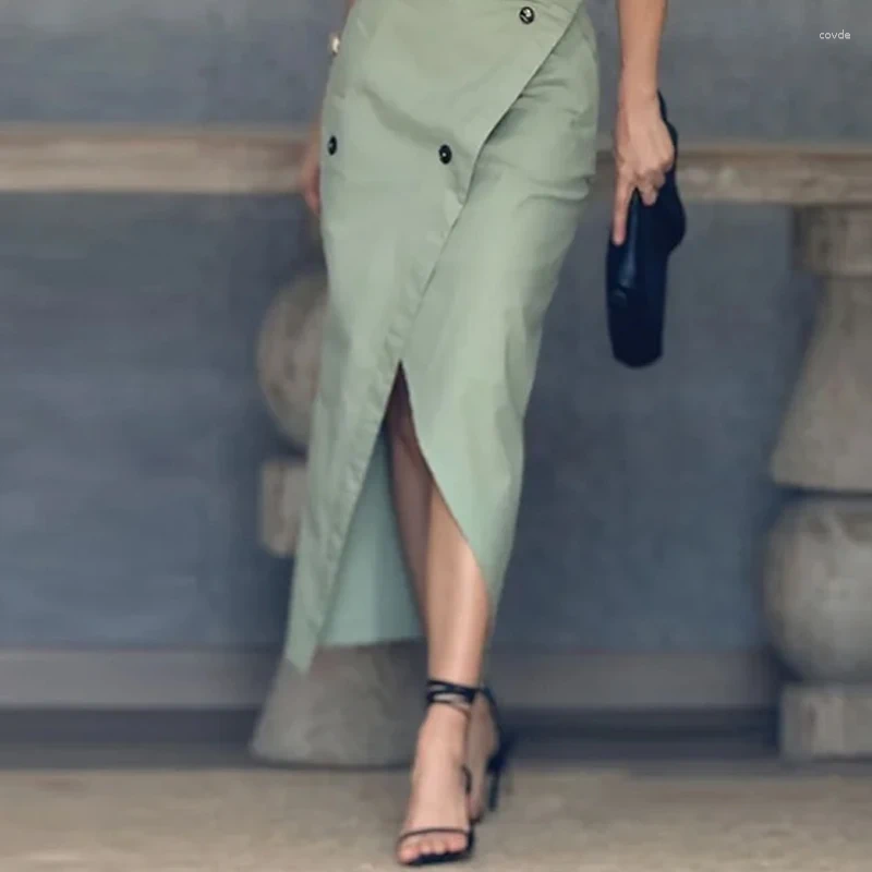 Work Dresses Wefads Women Two Piece Set Solid Sleeveless Round Neck Pullover Tank Top A E Irregular With Button Slit Midi Dress Sets