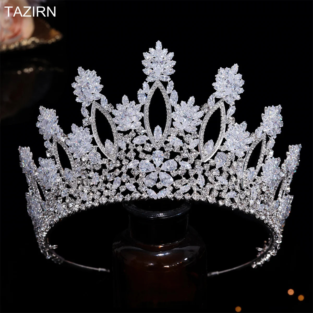 High Tiaras cubic zirconia wedding crown brides headwear princess Corona jewelry womens headwear gift 241114