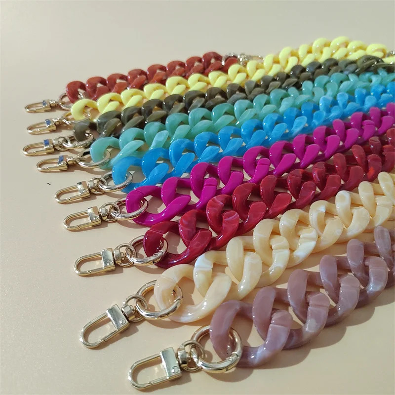 Trendy Resin Acrylic Plastic Pvc Bag Strap Chain Handbag Replacement With Snap Hooks Diy Purse Handle Accessories Bag Parts 241115