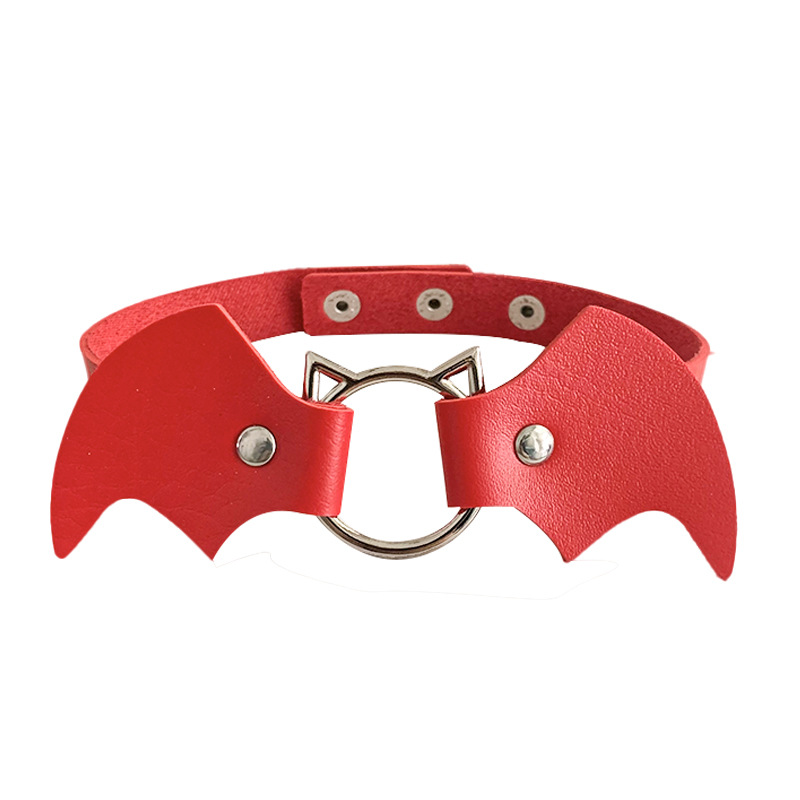Costume Accessories Bat Wings Choker Necklace For Women Girls Heart Chocker Leather Collar Goth Jewelry Cosplay Gothic Accessories