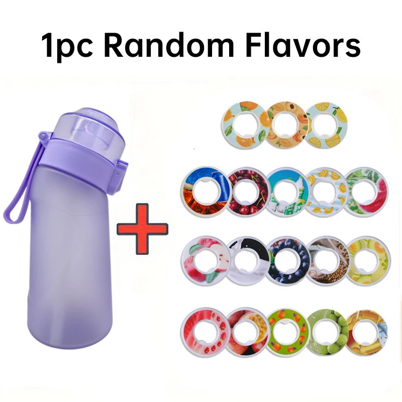 LUSQI 500ml Water Bottle With 1pc Random Flavor Pods Portable Transparent With Straw Leak Proof Suitable for Outdoor Sports 240415