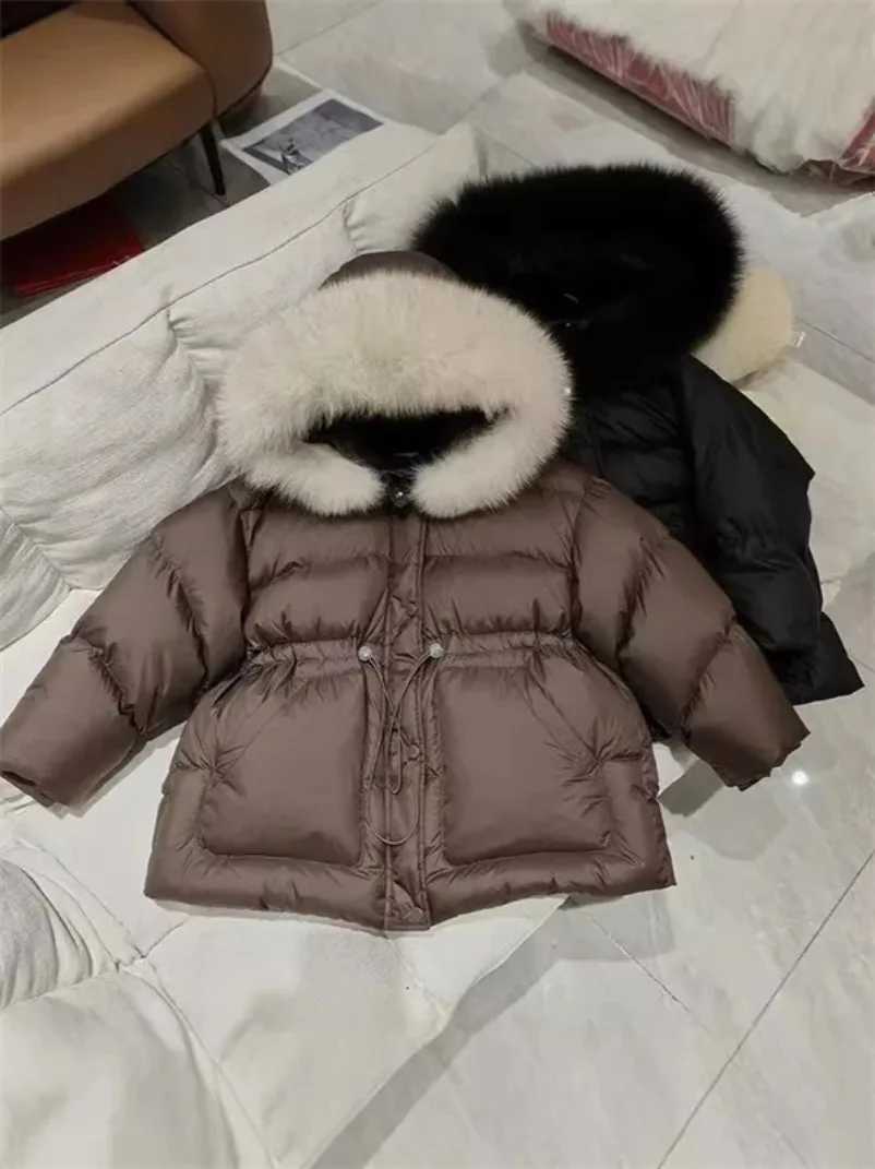 Girls down and cotton jacket windproof coat brown winter autumn warm cotton Christmas gift childrens clothing X241115